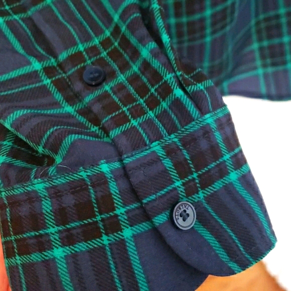 TALBOTS NAVY & TEAL BUTTON DOWN BLOUSE, Me… - Picture 4 of 9